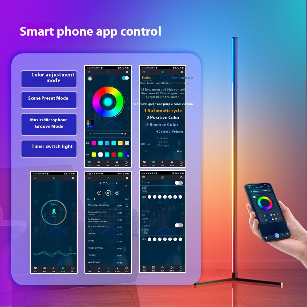RGB LED Smart Floor Lamp – Bluetooth & Voice-Controlled Ambience Light