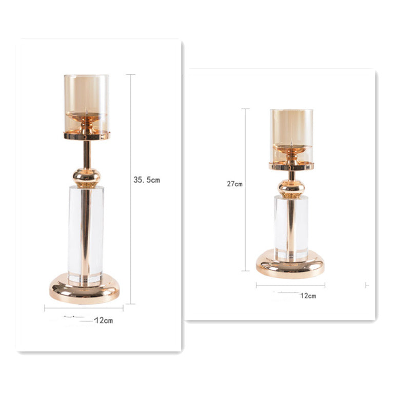 Romantic Crystal Candle Holder – Elegant Gold Accent for Dinners & Events