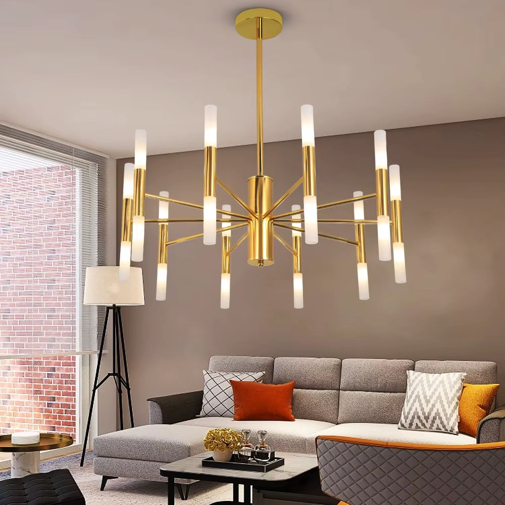 Stylish LED Crystal Chandelier – Luxury Golden Pendant Ceiling Light