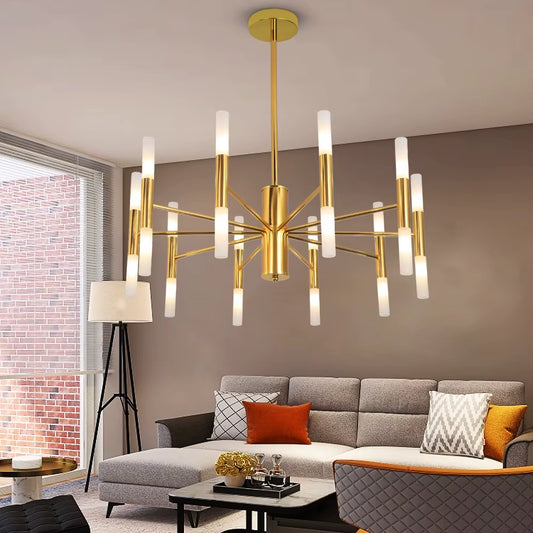 Stylish LED Crystal Chandelier – Luxury Golden Pendant Ceiling Light