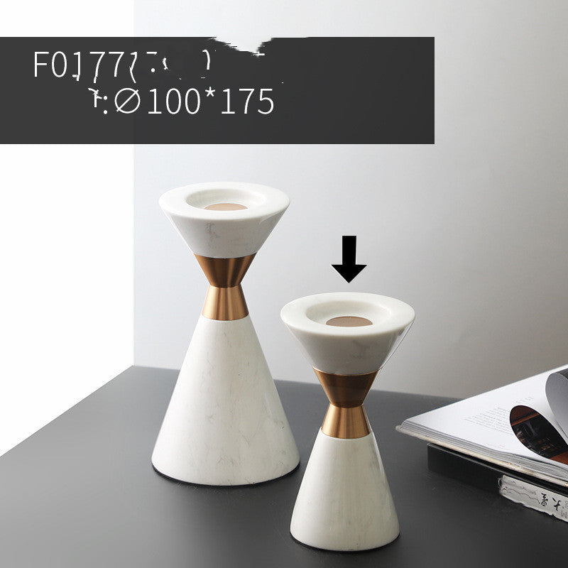 Marble & Metal Candle Holder – Elegant Decorative Ornament for Home Decor