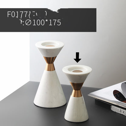 Marble & Metal Candle Holder – Elegant Decorative Ornament for Home Decor
