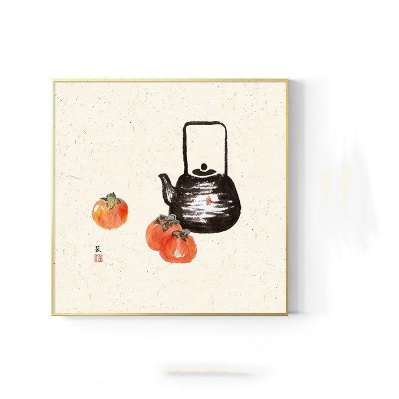 Japanese Log Style Wall Art – Framed Decorative Mural for Dining & Living Rooms