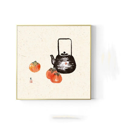 Japanese Log Style Wall Art – Framed Decorative Mural for Dining & Living Rooms