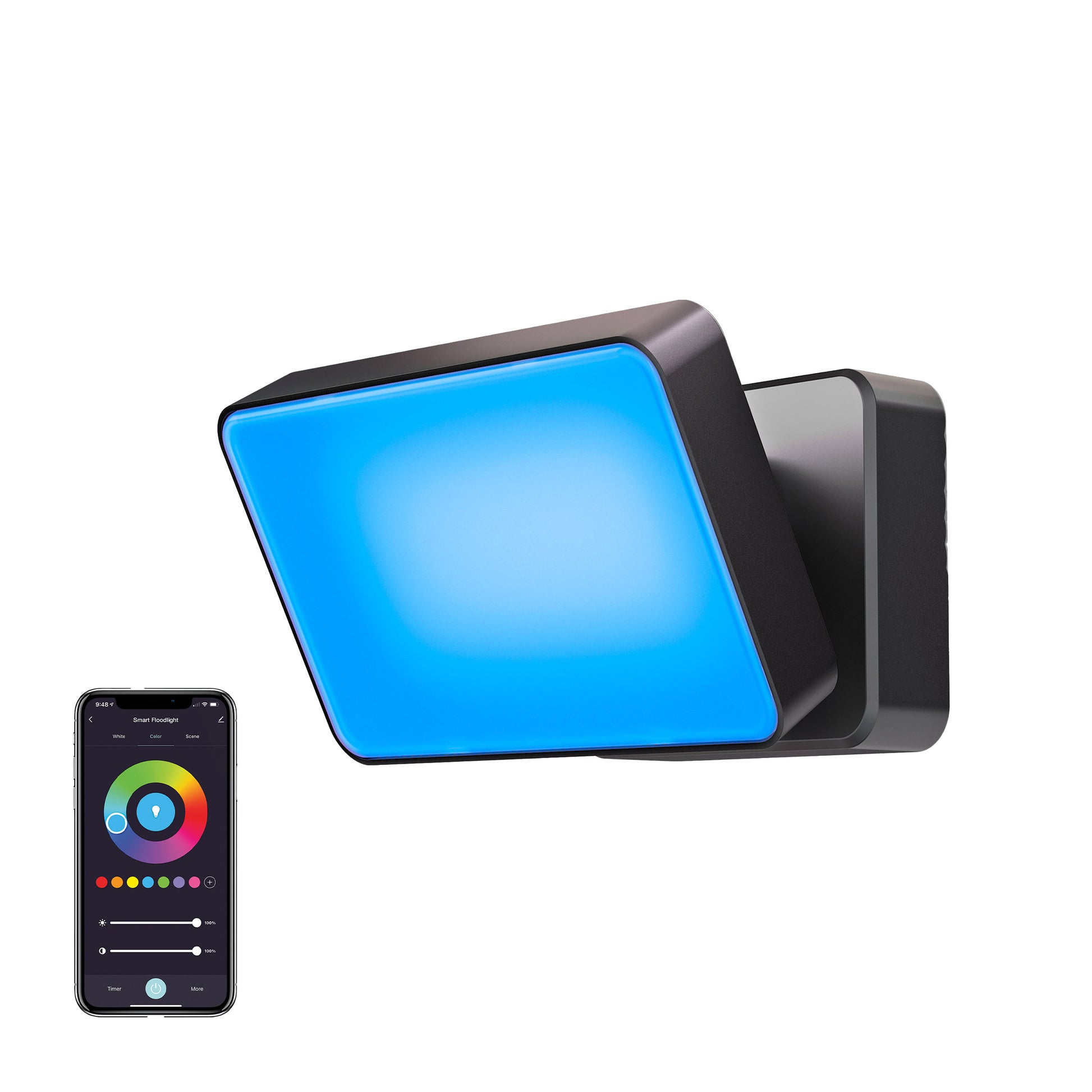 Smart Wi-Fi LED Floodlight – App & Voice-Controlled Outdoor RGBW Light