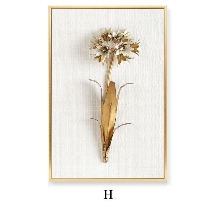 Golden Leaf Canvas Wall Art – Nordic Framed Three-Piece Living Room Decor