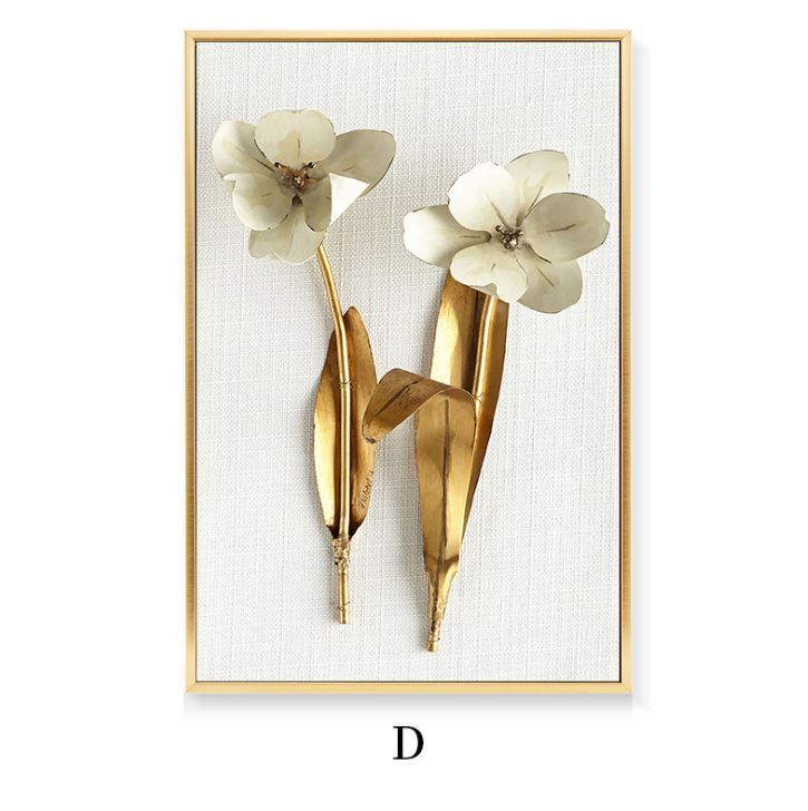 Golden Leaf Canvas Wall Art – Nordic Framed Three-Piece Living Room Decor
