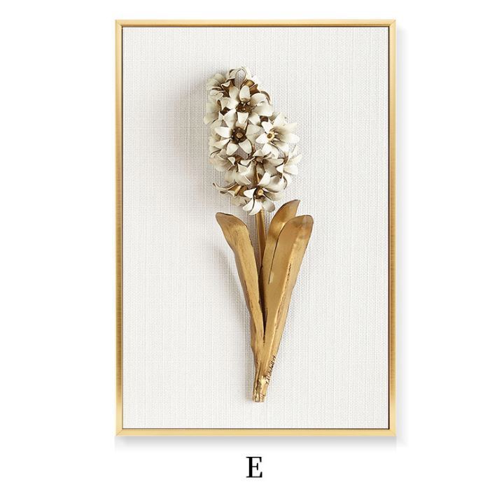 Golden Leaf Canvas Wall Art – Nordic Framed Three-Piece Living Room Decor