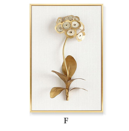 Golden Leaf Canvas Wall Art – Nordic Framed Three-Piece Living Room Decor