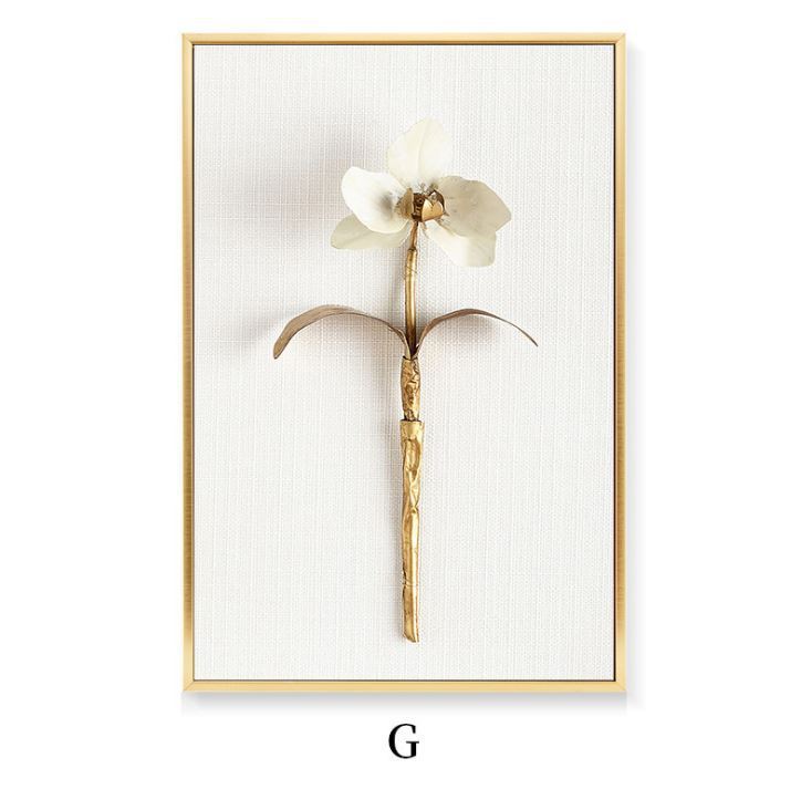 Golden Leaf Canvas Wall Art – Nordic Framed Three-Piece Living Room Decor