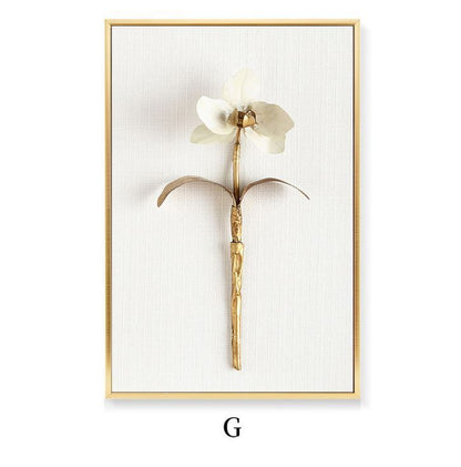 Golden Leaf Canvas Wall Art – Nordic Framed Three-Piece Living Room Decor