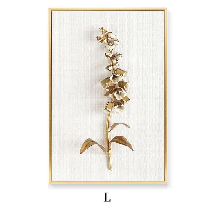 Golden Leaf Canvas Wall Art – Nordic Framed Three-Piece Living Room Decor