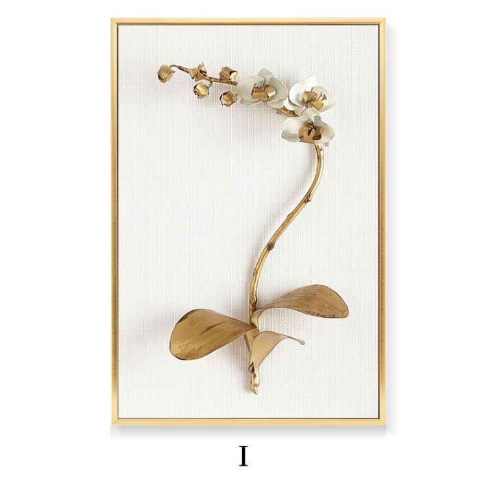 Golden Leaf Canvas Wall Art – Nordic Framed Three-Piece Living Room Decor