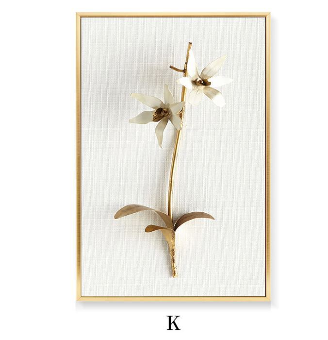 Golden Leaf Canvas Wall Art – Nordic Framed Three-Piece Living Room Decor