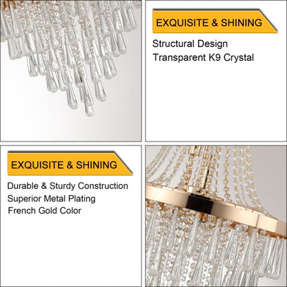 Grand Golden Crystal Chandelier – Modern Luxury Lighting for High Ceilings