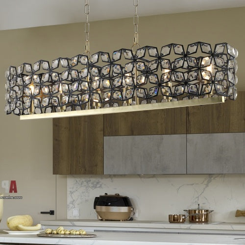 Modern Champagne Gold Crystal Chandelier – Oval Luxury Ceiling Light