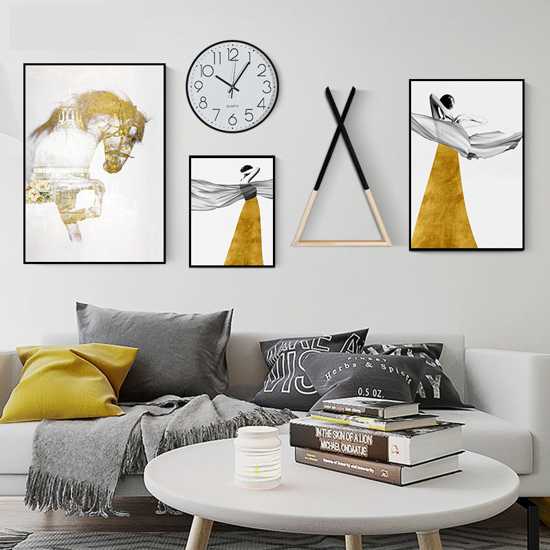 Modern Minimalist Wall Mural – Multi-Piece Framed Canvas for Living Room