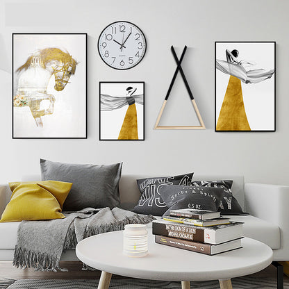 Modern Minimalist Wall Mural – Multi-Piece Framed Canvas for Living Room