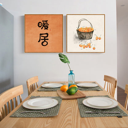 Japanese Log Style Wall Art – Framed Decorative Mural for Dining & Living Rooms
