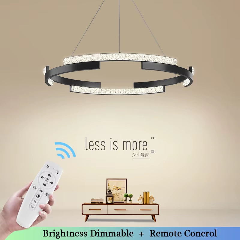 Minimalist Black LED Chandelier – Sleek Modern Lighting for Elegant Interiors