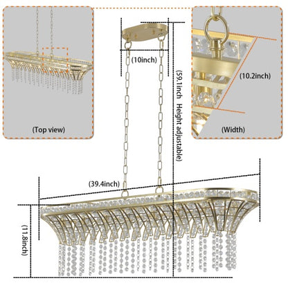 Elegant Oval Crystal Chandelier – Champagne Gold Hanging Ceiling Fixture