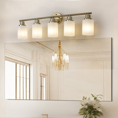 Elegant Gold Vanity Lamp – Wall-Mounted 5-Light Bathroom Fixture