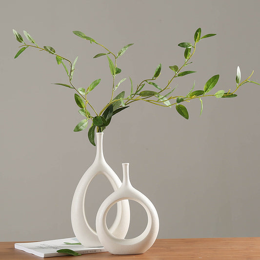 Classic White Pottery Vase – Handmade Unglazed Ceramic Decoration