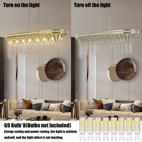 Elegant Oval Crystal Chandelier – Champagne Gold Hanging Ceiling Fixture