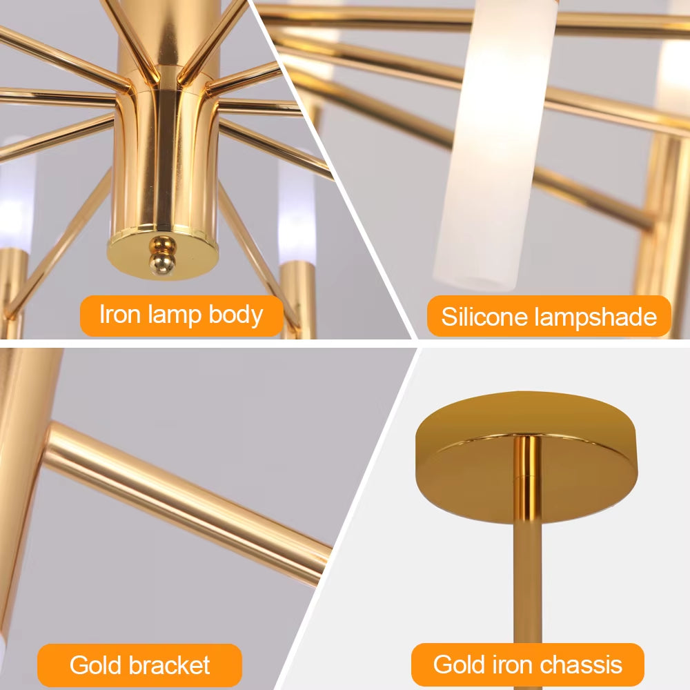 Stylish LED Crystal Chandelier – Luxury Golden Pendant Ceiling Light