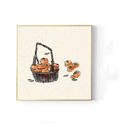 Japanese Log Style Wall Art – Framed Decorative Mural for Dining & Living Rooms