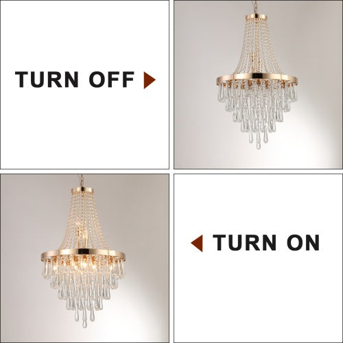 Grand Golden Crystal Chandelier – Modern Luxury Lighting for High Ceilings