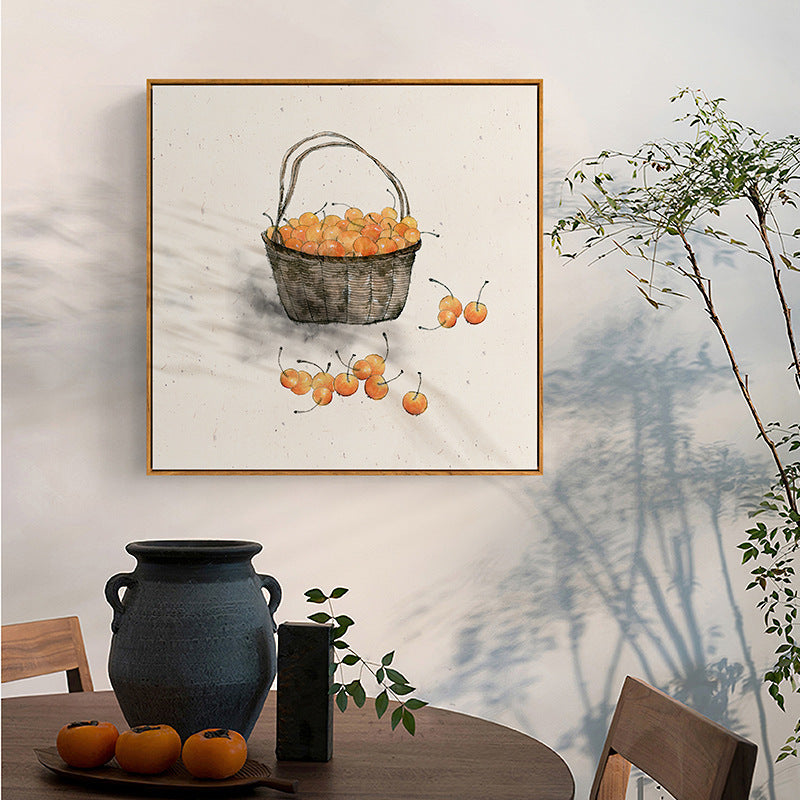 Japanese Log Style Wall Art – Framed Decorative Mural for Dining & Living Rooms