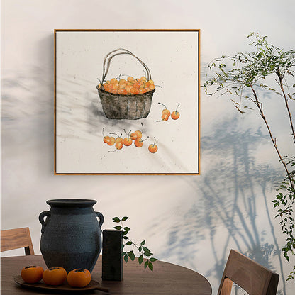 Japanese Log Style Wall Art – Framed Decorative Mural for Dining & Living Rooms