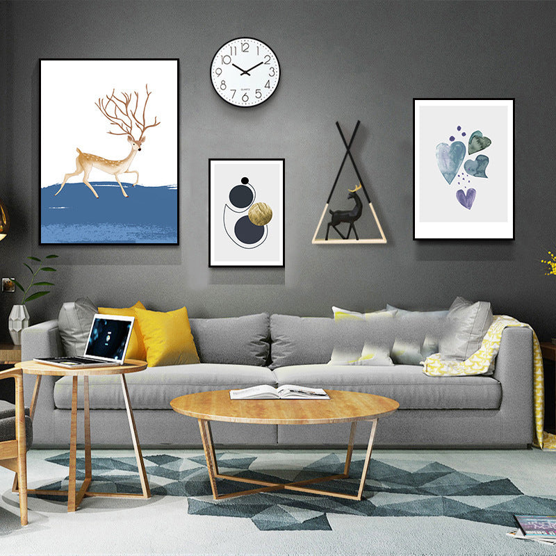 Modern Minimalist Wall Mural – Multi-Piece Framed Canvas for Living Room