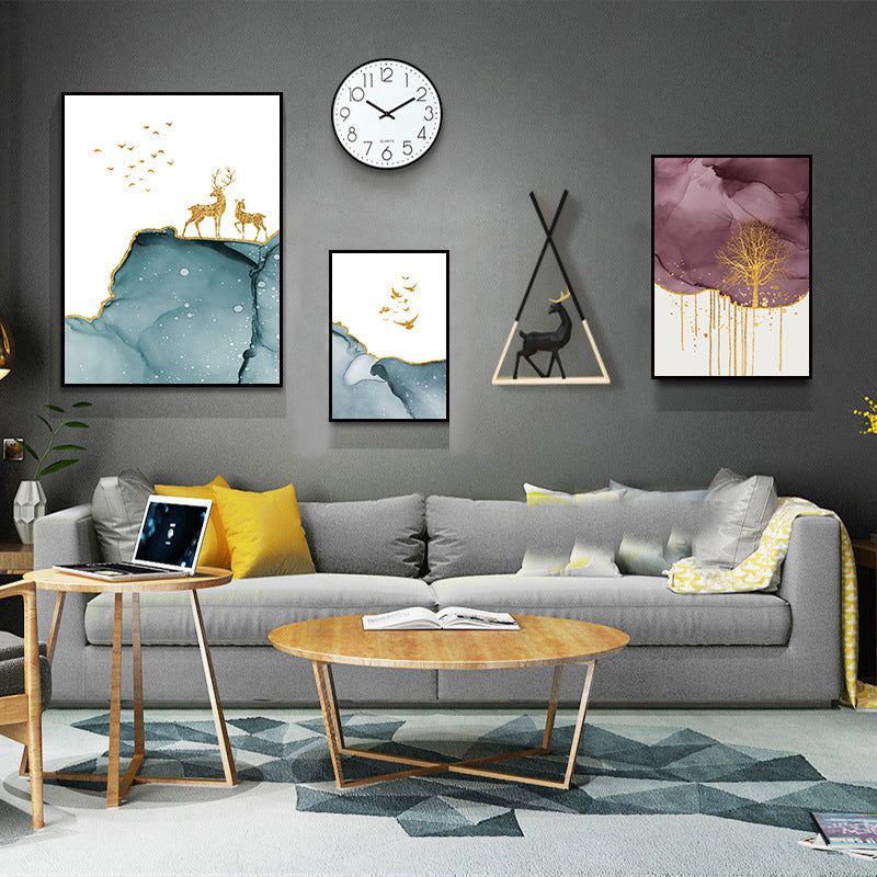 Modern Minimalist Wall Mural – Multi-Piece Framed Canvas for Living Room