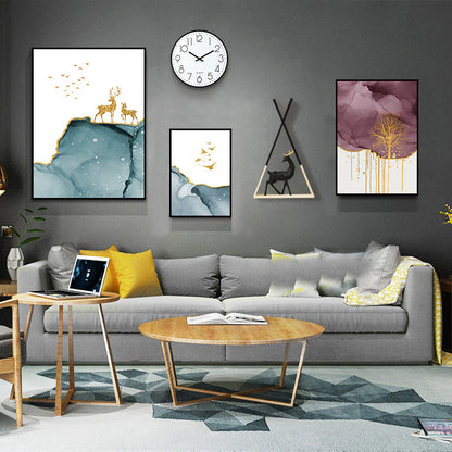 Modern Minimalist Wall Mural – Multi-Piece Framed Canvas for Living Room