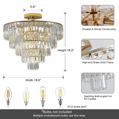 Elegant French Gold Crystal Chandelier – Multi-Tier Luxury Ceiling Light