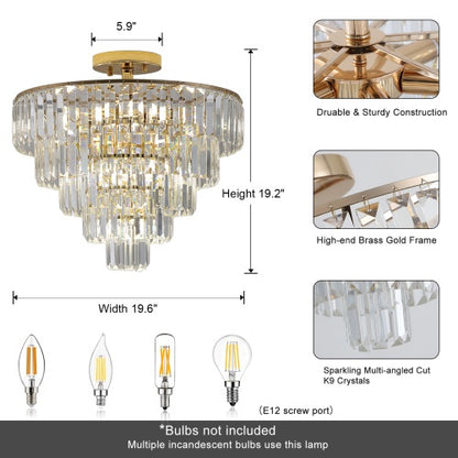 Elegant French Gold Crystal Chandelier – Multi-Tier Luxury Ceiling Light