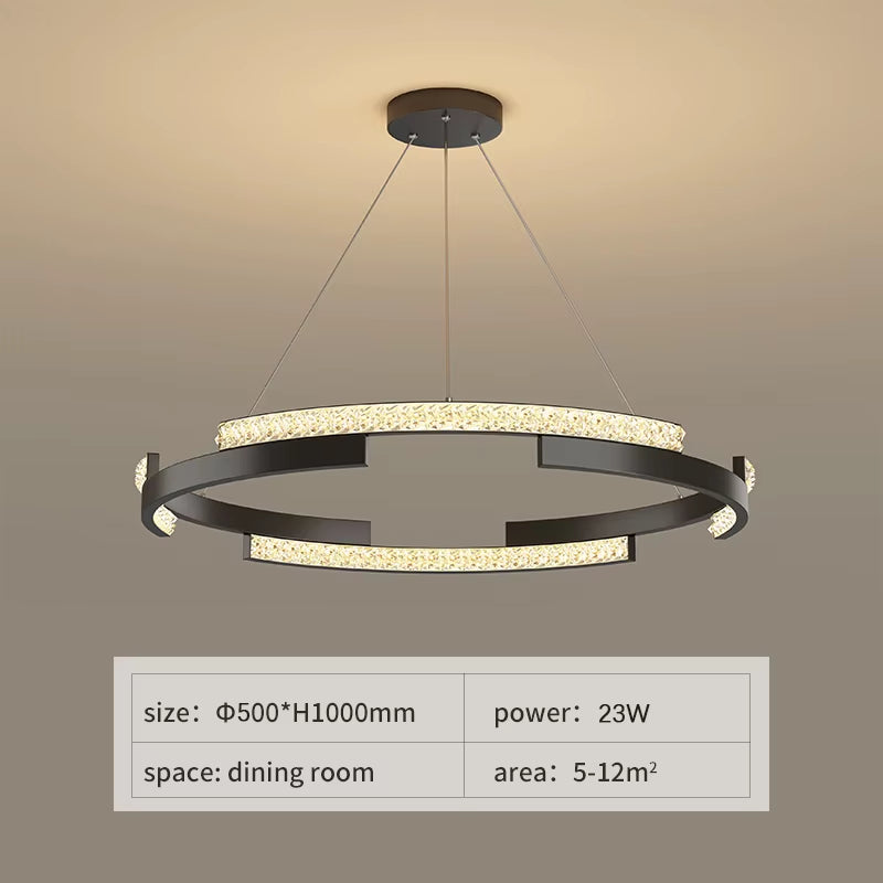 Minimalist Black LED Chandelier – Sleek Modern Lighting for Elegant Interiors