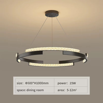 Minimalist Black LED Chandelier – Sleek Modern Lighting for Elegant Interiors