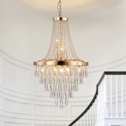 Grand Golden Crystal Chandelier – Modern Luxury Lighting for High Ceilings