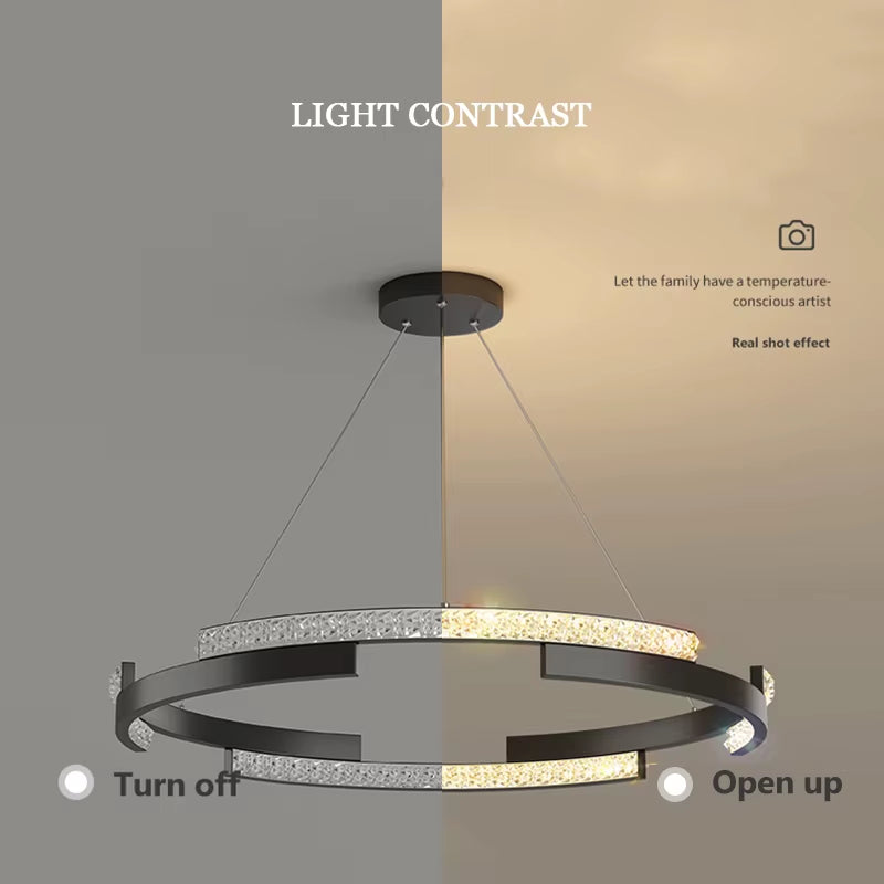 Minimalist Black LED Chandelier – Sleek Modern Lighting for Elegant Interiors