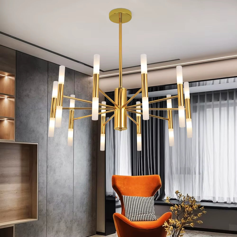 Stylish LED Crystal Chandelier – Luxury Golden Pendant Ceiling Light
