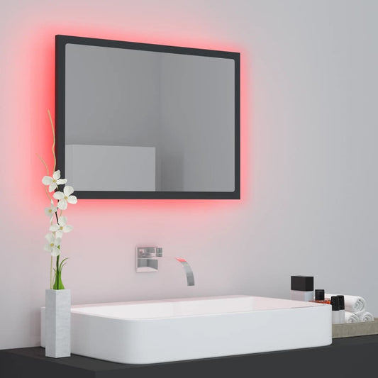 RGB LED Bathroom Mirror – Grey Wall Mirror with Acrylic Design