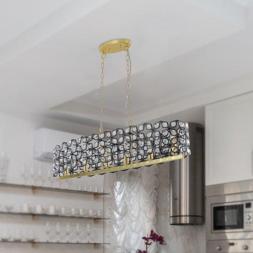 Modern Champagne Gold Crystal Chandelier – Oval Luxury Ceiling Light