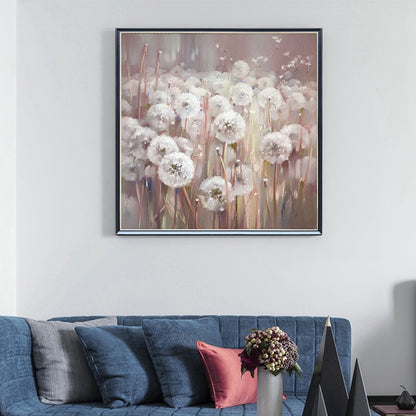 Hand-Painted White Flower Oil Painting – Frameless Linen Canvas Wall Art