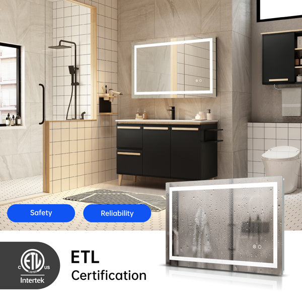 LED Bathroom Wall Mirror – Touch Control Vanity Mirror with Anti-Fog Function