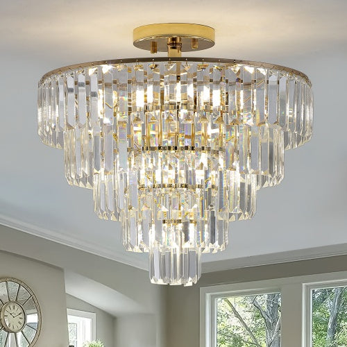 Elegant French Gold Crystal Chandelier – Multi-Tier Luxury Ceiling Light