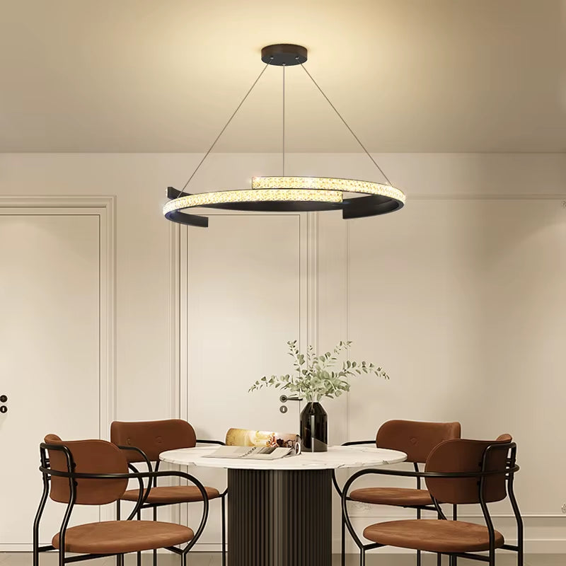 Minimalist Black LED Chandelier – Sleek Modern Lighting for Elegant Interiors