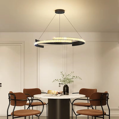 Minimalist Black LED Chandelier – Sleek Modern Lighting for Elegant Interiors